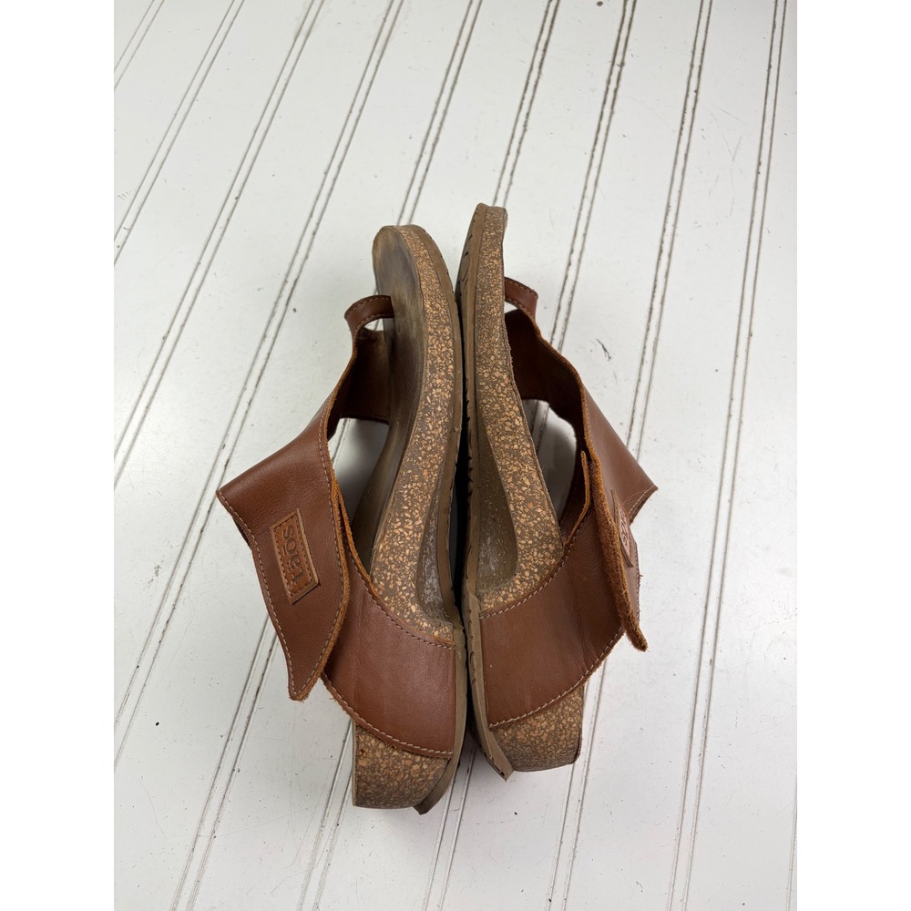 Taos Trulie Leather Slide Brown Toe Loop Cork Wedge Sandals Women's Size 9-9.5 - Picture 9 of 10
